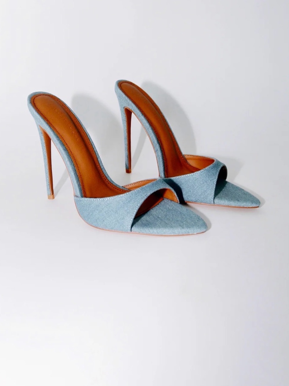 Gia Denim Vegan Mules 120mm (4.5 inches) - Picture 2 of 4